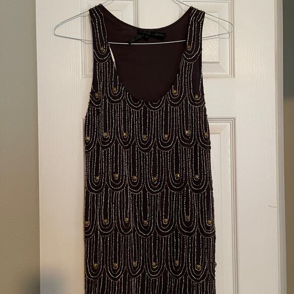 Women's Anaikka Beaded Copper & Silver Coca Sleeveless Mini Dress Size 2 - Picture 2 of 8